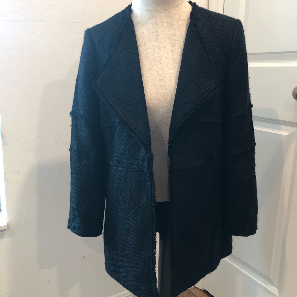 LOFT Chanel Style Textured Black Knit Coat